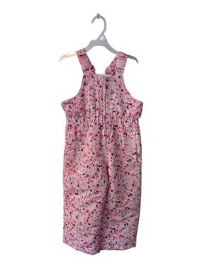 Girls Pink Confetti-Print Insulated Snow Bibs